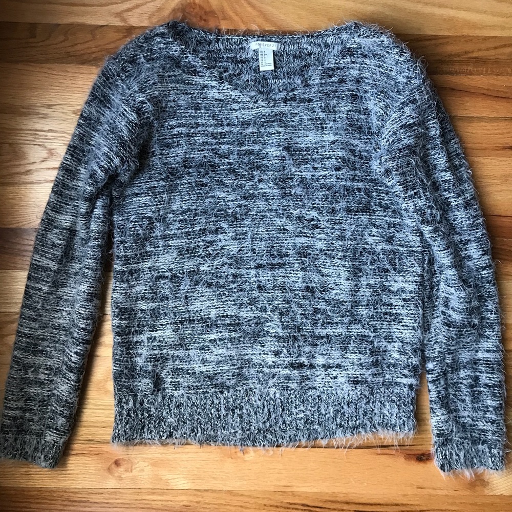 Forever 21 b&w faux mohair sweater